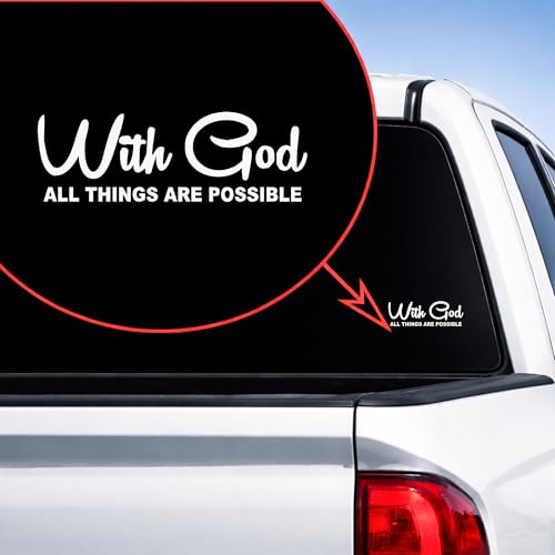 Premium with God All Things Possible Quote Die Cut Vinyl Decal Sticker Car Window Laptop Truck Bumper Waterproof White