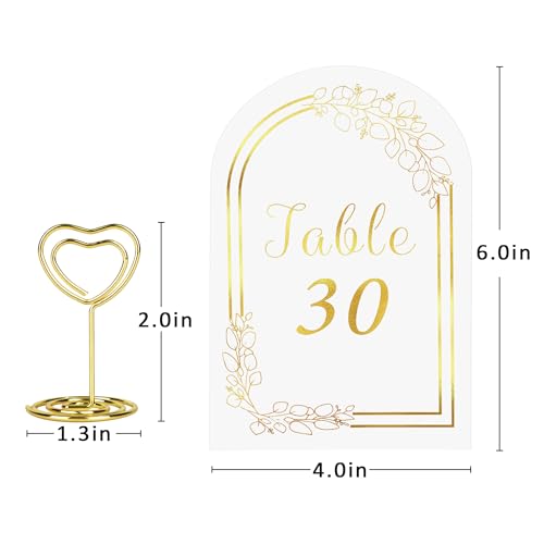 JOYIT Wedding Table Numbers 1-30 with 30 Heart Holders, White Gold Cards & Place Card Holders, 4" x 6" for Wedding & Birthday by JOYIT - Image 2