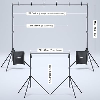 LINCO Lincostore Backdrop Stand for Parties Kit 10x7 ft Adjustable Back Drop Photography Studio Photo Background Support System with Clamps, Sand Bag, Carrying Bag 4172 4174 (10x7 ft)