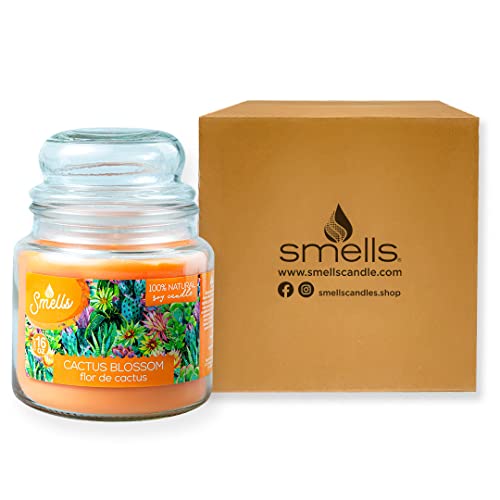 Smells - Premium Soy Wax Large Jar Scented Candle 16Oz. - 100% Cotton Single Wick - Fragrance That Eliminates Home And Office Odors: Food, Pets, Smoke And Others (1-Pack, Cactus Blossom) #TOP2