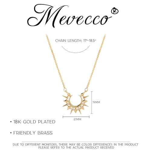 MEVECCO Dainty Gold Sun Moon Necklace for Women 18k Gold Plated Moon and Sun necklace Pendent Necklace Cubic Zircon Minimalist Handmade Necklace for Jewelry Gifts4