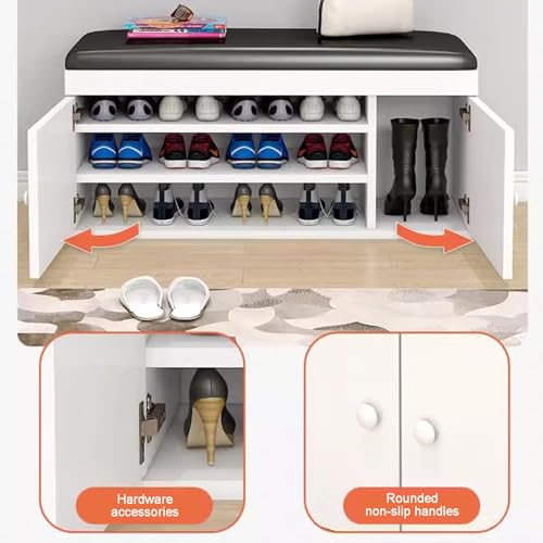 Banc de rangement à chaussures 4 compartiments et portes 100cm