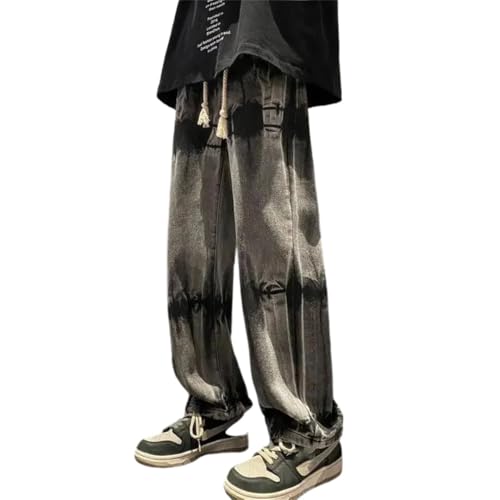 Men Korean Style Jeans with Pockets Cowboy Pants Washed Trousers