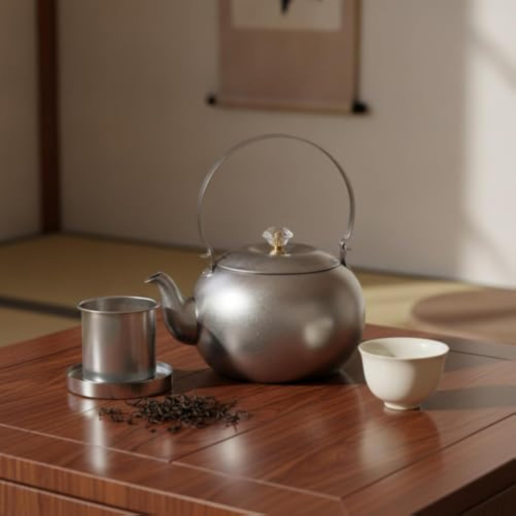Retro Stainless Steel Teapot, 1200ML Without Filter