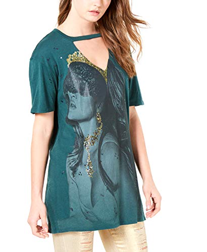 Guess | Glitter-Girl-Graphic Cutout T-Shirt | Peacock Teal | M