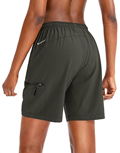 Santiny Women's Hiking Cargo Shorts Quick Dry Lightweight Summer Shorts For Women Travel Athletic Golf With Zipper Pockets(Army Green_S) #TOP2