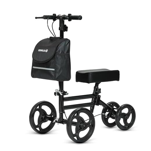 ELENKER Knee Scooter Economy Knee Walker with Dual Braking System for Injury or Surgery to The Foot, Ankle Injuries Black