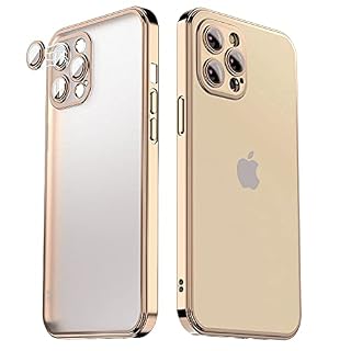 HYAIZLZ Designed for Gold iPhone 12 Pro Max Case with Camera Protection,[Support Wireless Charging] Slim Thin Silicone Shockproof Protective Phone Case Cover for Women/Men,Electroplated Frame