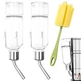 2 Pièces Biberon Lapin, 350ml Abreuvoir Lapin Suspendus, avec Crochet à Ressort Brosse de Nettoyage pour Les Rongeurs