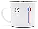 Produktbild France Soccer World Cup Fussball WM Fanfest Gruppen bedruckte Metalltasse Emaille Camping Tasse mit Spruch Motiv Streifen Trikot Frankreich, Größe: onesize,weiß/silber