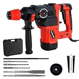 Hammer Drill for Concrete, 1-1/4 Inch SDS-Plus Rotary Hammer Drill 3-IN-1 Function,...