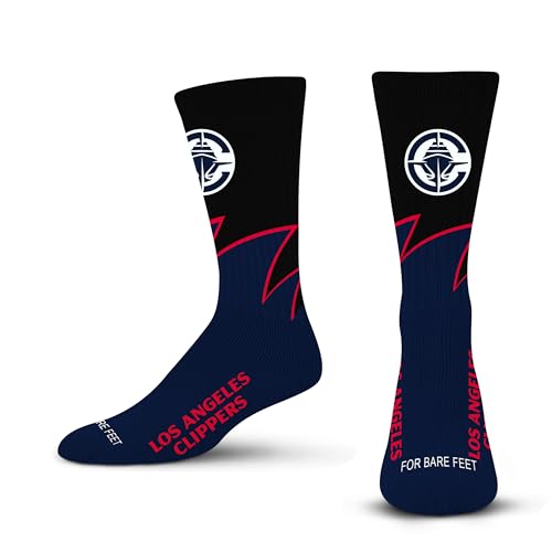 For Bare Feet NBA LOS ANGELES CLIPPERS Black Wave Crew Sock Team Color Large
