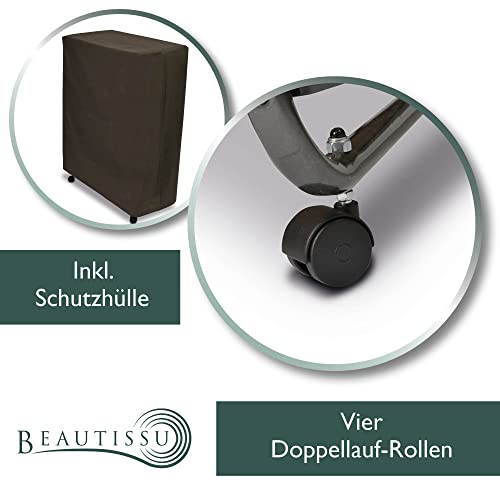 Foto von Beautissu Gästebett klappbar 80x200 cm – langlebiges & faltbares Reisebett inkl Schutzhülle & 10,5 cm Dicker Schaumstoff Matratze - Klappbett ohne Aufbau - Stabiler Stahlrahmen & 4 Laufrollen Venetia