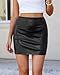 VividMosaic Women's Y2K Black Leather Mini Skirt High Waisted Side Zipper Stretchy Faux PU Bodycon Short Skirts