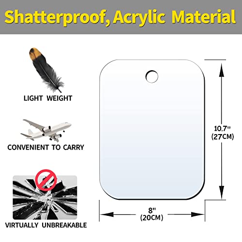 Shower Mirror Fogless For Shaving,10.7"X8"Larger Mirror For Wall Camping,Frameless Portable Hanging Travel Mirrors,Unbreakable Handheld Locker,Makeup Plastic,Anti Fog Free Shave Mirror,Bathroom #TOP6