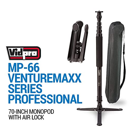 Vidpro Mp-66 Venturemaxx Series Professional 70-Inch Monopod With Air Lock - Lightweight Anodized Aluminum Camera Camcorder Support Stand Adjustable 5-Section With 3 Feet Base Includes Carrying Case #TOP1