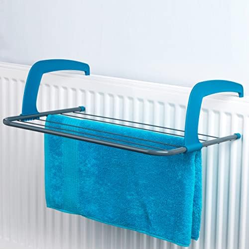 Beldray LA027535TQEU 6-Bar Attachable Airer, Fits Up to 6 Hand Or Tea, Foldable Arms for Compact Storage, Over Radiator Towel Rail, Small Clothes Horse, Alloy, Turquoise, 51 x 38 x 16 cm