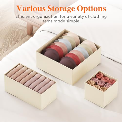 Lifewit 16 Pack Drawer Organizer, Dresser Underwear Drawer Organizer Bins, Foldable Fabric Closet Organizers, Storage Drawer Dividers, Dorm Room Essentials for Clothing, Socks, Towels, Ties Khaki - Image 3