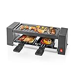 Electric Raclette Gourmet Grill, 2 Person Indoor Non-Stick Tabletop Cooker, Removable Hot Plate, with 2 x Mini Cheese Pans & Spatulas, 400W