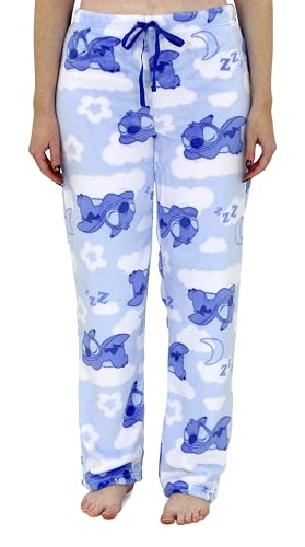 Disney Lilo and Stitch Pj Pants for Women, Plush Fleece Lilo and Stitch Pajamas Pants, Disney Pajamas for Women, Blue, L