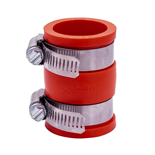 Fernco 1056-100 1-in. Flexible PVC Pipe Coupling for Plastic and Copper Plumbing Connections in Red