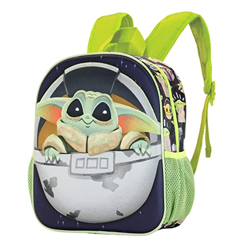 Star Wars Star Wars The Mandalorian, Mochila 3D Pequeña, 26 x 31 cm, Capacidad 8.5 L, Azul/Verde