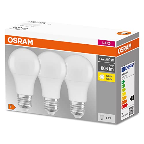 Osram LED Base Classic A, in Kolbenform mit E27-Sockel, Nicht Dimmbar, Ersetzt 60 Watt, Matt, Warmweiß - 2700 Kelvin, 10 x 3er-Pack – Ansicht 4
