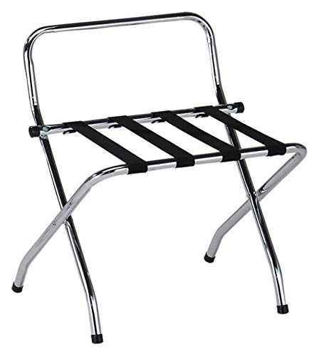 Kings Brand Furniture - Chrome / Black Metal Foldable High Back Luggage Rack #TOP2