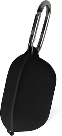 Geiomoo Silicone Case for JBL Vibe Buds 2, JBL Vibe Buds, Soft Flexible Scratch Resistant Protective Cover with Carabiner Black