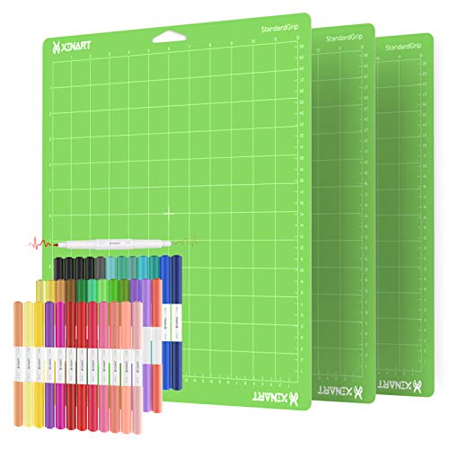 Xinart StandardGrip Cutting Mat for Cricut Maker/Explore Air 2/Air/One(12x12 Inch, 3 Mats) & 36 Pack Dual Tip Pens for Cricut Maker/Explore Air 2/Air