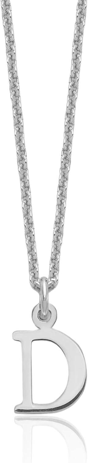 IceCarats 10K Solid White Gold Small Letter D Initial Pendant Necklace 18mm 3/4 inch Polished For Her