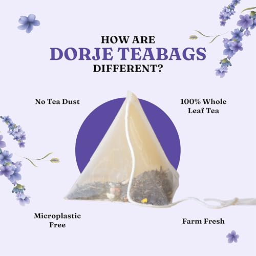 Image of Dorje Teas Lavender Darjeeling Tea | 30 Pyramid Teabags (Pack of 1) | Selim Hill Estate | Calming Floral Lavender Flavour | Promotes Sleep & Stress Relief | Organic Whole Leaf Blend | 30 Cups
