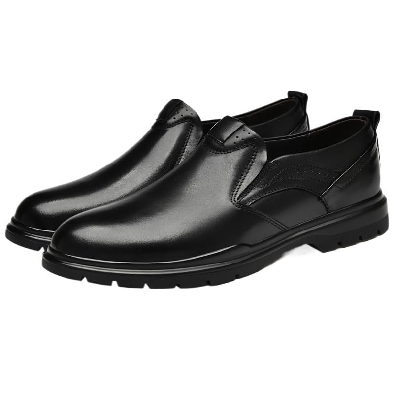 Men Formal Leather Oxford Dress Shoes Pointed Toe Brogue Slip-On Classic Business Comfortable Wedding Non Slip Durable Tuxedo Genuine Leather2