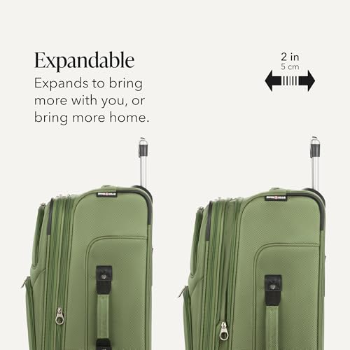 Image of SWISSGEAR Sion Softside Expandable Spinner Luggage Durable Lightweight Travel Suitcase, Evergreen, Checked-Medium