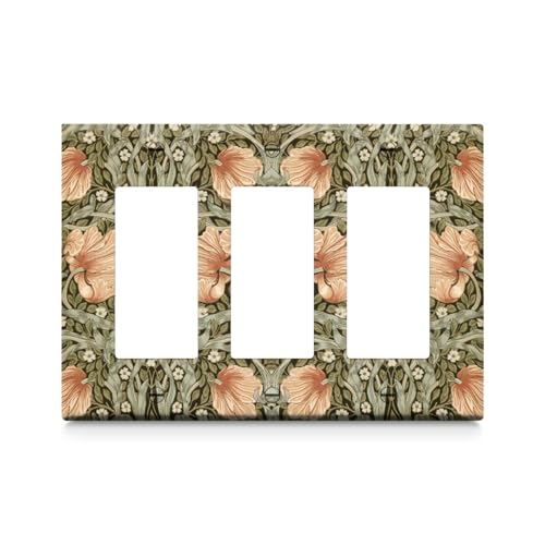 3-Gang Light Switch Cover Floral Outlet Wall Plate 6.4x4.3in