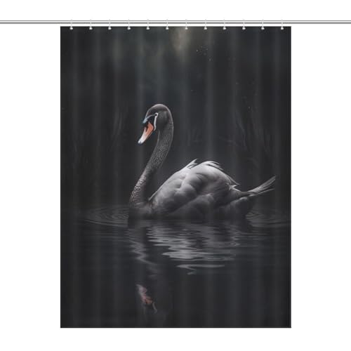 Rideau de douche cygne imperméable en polyester lavable 140x183cm pour baignoire - 7