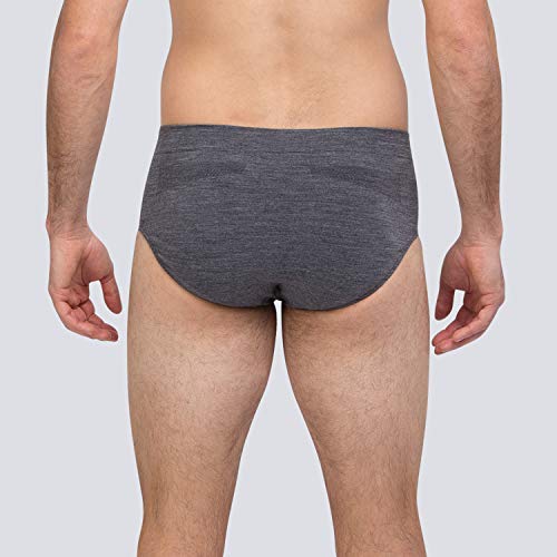 Runderwear Men's Merino Briefs - Premium, Chafe-Free Running Underwear (S, Grey Marl) #TOP3
