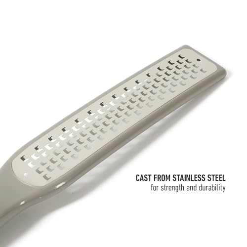 Calphalon Edge 2 Piece Stainless Steel Handheld Cheese Grater and Lemon Zester W/Covers & Rubber Handles - Taupe