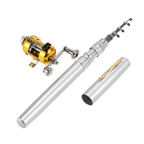 Anself Pesca Rod Reel Combo Kit Set Mini telescópico portátil Bolso Pen Pesca Rod Pólo + Reel liga d