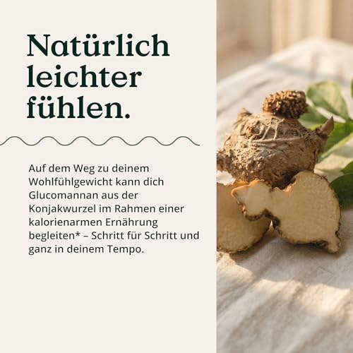NATURE LOVE® Glucomannan aus der Konjak Wurzel - 120 Kapseln. - Hochdosiert - 4000mg je Tagesdosis - Sättigt zur Mahlzeit ohne Anzusetzen - Ballaststoffe -vegan, in Deutschland produziert