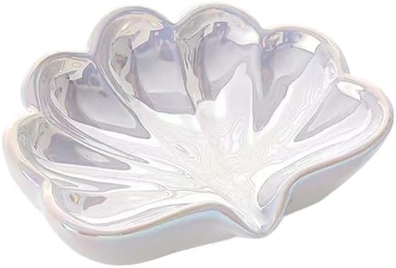 Seashell Ceramic Soap Dish for Bathroom - Efficient Drainage System Prevents Soap Melting, Non-Slip Base with Jewelry Holder, Crack-Resistant Shower Safe Design (White) image 3