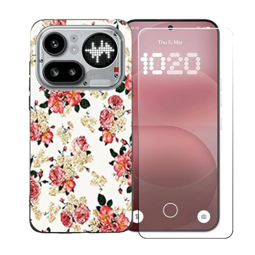 CongJiaLingXi�P�[�X�K�p �� Nothing Phone 4a Pro (6.83") �K�p �� �d�����ꂽ�K���X�X�N���[���v���e�N�^�[�A�_�炩���V���R�[���V�F���o���p�[�h�Ռ�TPU�ی�J�o�[�������,LLM1