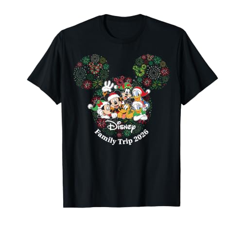 Image of Disney Christmas Family Trip 2026 Mickey & Friends Fireworks T-Shirt