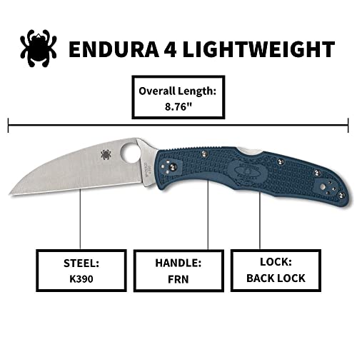 Spyderco Endura 4 Lightweight Folding Pocket Knife With 3.78 Inch Wharncliffe K390 Steel Blade And Blue Frn Handle - Plainedge - C10Fpwk390 #TOP4