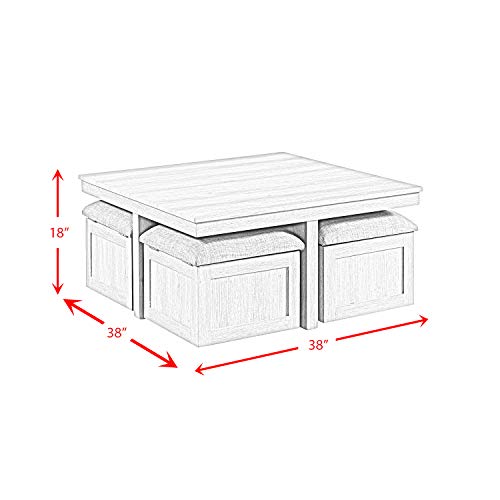 Picket House Furnishings Dawson Coffee Table With Four Storage Stools In Grey #TOP2