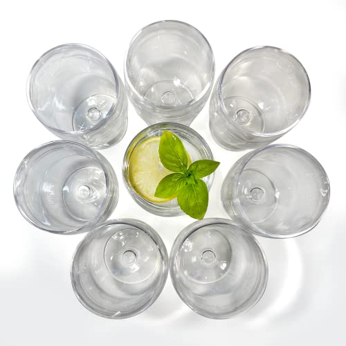 Lily's Home Set Of 8 Unbreakable Poolside 12 Oz Acrylic Plastic Wine And Water Tumbler Stackable Goblets. Made Of Shatterproof Plastic And Ideal For Indoor And Outdoor Use, Reusable. Clear #TOP2