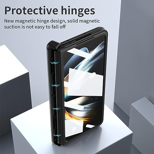 Étui cuir PU Galaxy Fold 4 antichoc mince et magnétique vert - 5