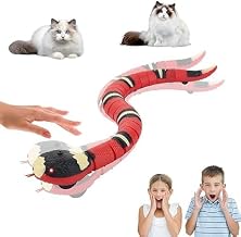 Smart Sensing Snake Toy, Electric Cat Snake Toy, USB Simulation Snake Cat Interactive Toys, Retractable Tongue & Swinging Tail, Party Halloween Tricky Realistic Fake Snake Toy for Cats Dogs Pet.
