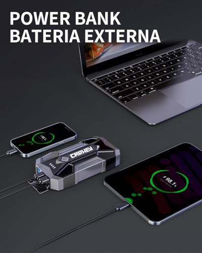 Arrancador de bateria de coche portátil para viajes largos con linterna LED CARHEV 4