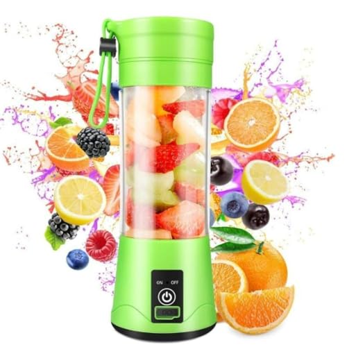 Mini Liquidificador Mixer Juice Garrafa Portátil USB Recarregável – 6 Lâminas (Verde)